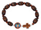 GIRLS BROWN WOOD CARLO ACUTIS STRETCH ROSARY BRACELET