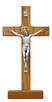 (80-59) 8" WALNUT STAIN STAND CRUCIFIX
