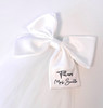 Personalised short satin bow veil – elegant custom bridal accessory for hen parties