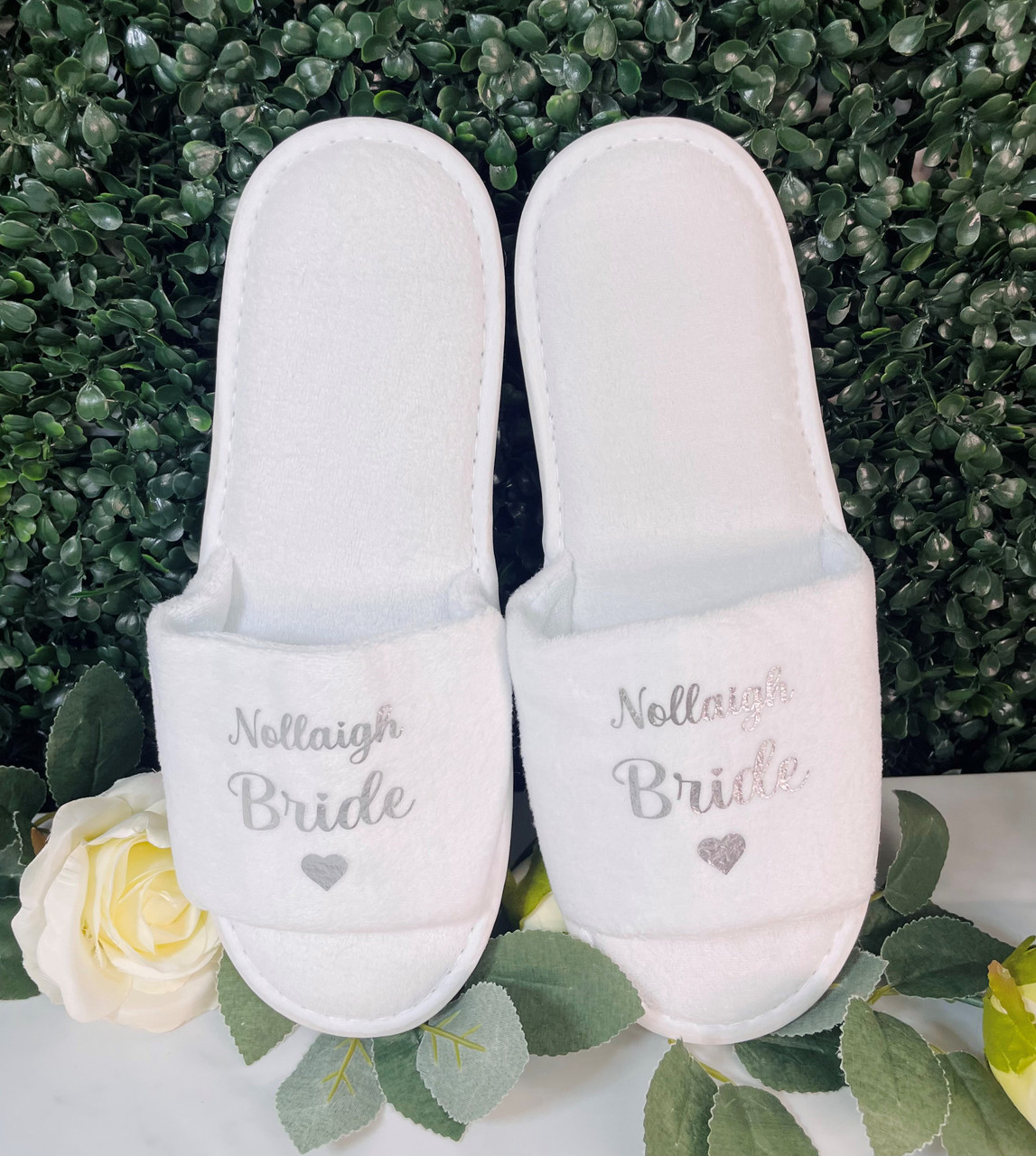 Personalised bride store slippers