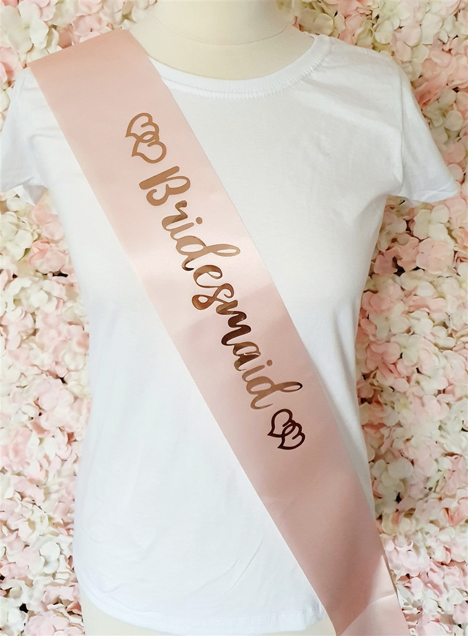 Bridesmaid Satin Sash, Pink & Rose Gold