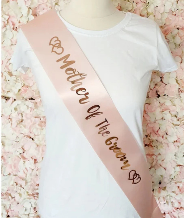 Mother of the Groom Satin Sash, Pink & Rose Gold Mother of the Groom Satin Sash, Pink & Rose Gold
