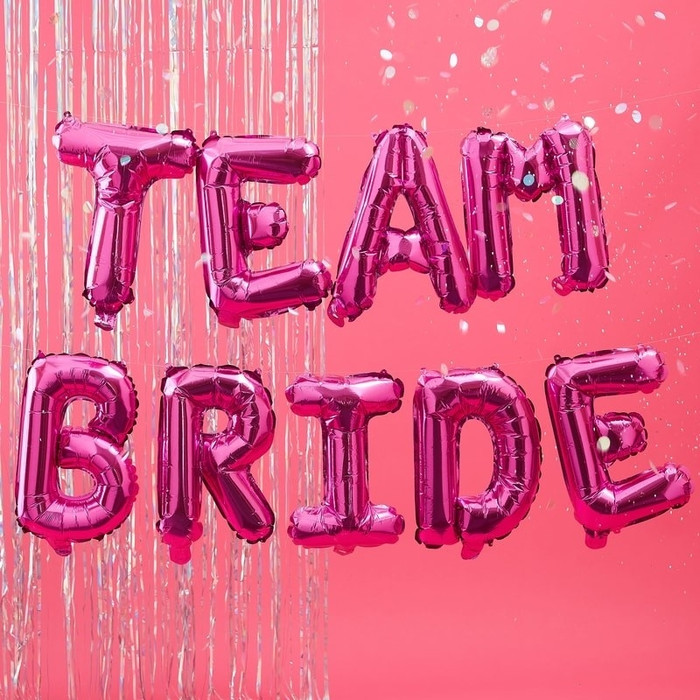 Hot Pink Team Bride Balloon Bunting - Bride Tribe