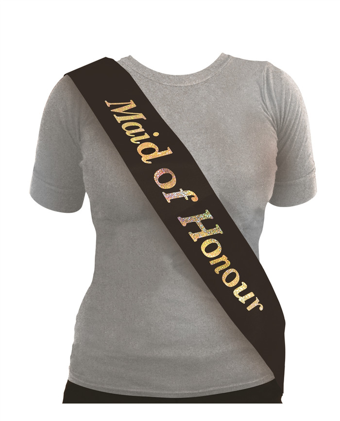 Sash Maid of Honour Black W/ Silver Writing