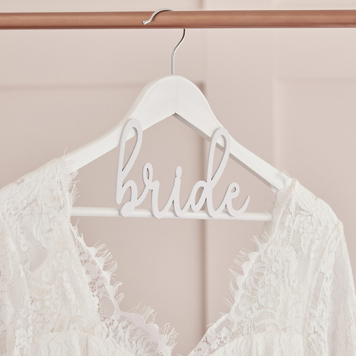 White Wooden Bride Hanger
