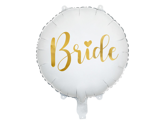 Foil Balloon, White & Gold, Bride