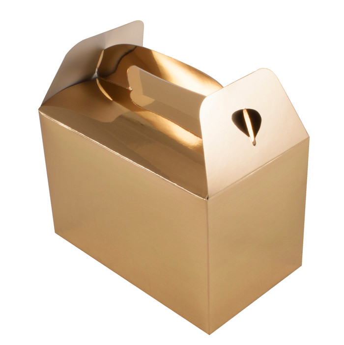 Chrome Gold Party Boxes With Handles (6pk)