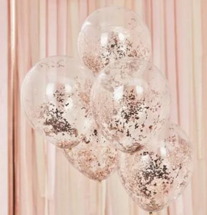 Rose Gold Shredded Confetti Balloons