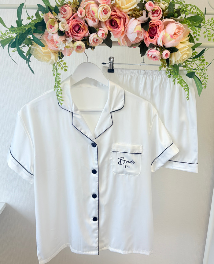 Luxurious White Short Satin Pyjamas