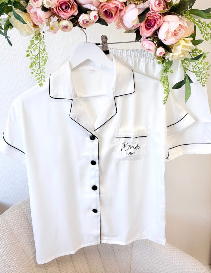 Luxurious White Short Satin Pyjamas