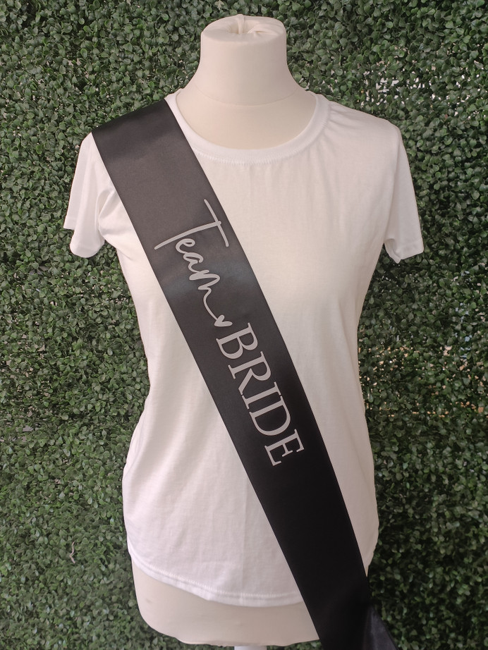 Team Bride Sash Black & White