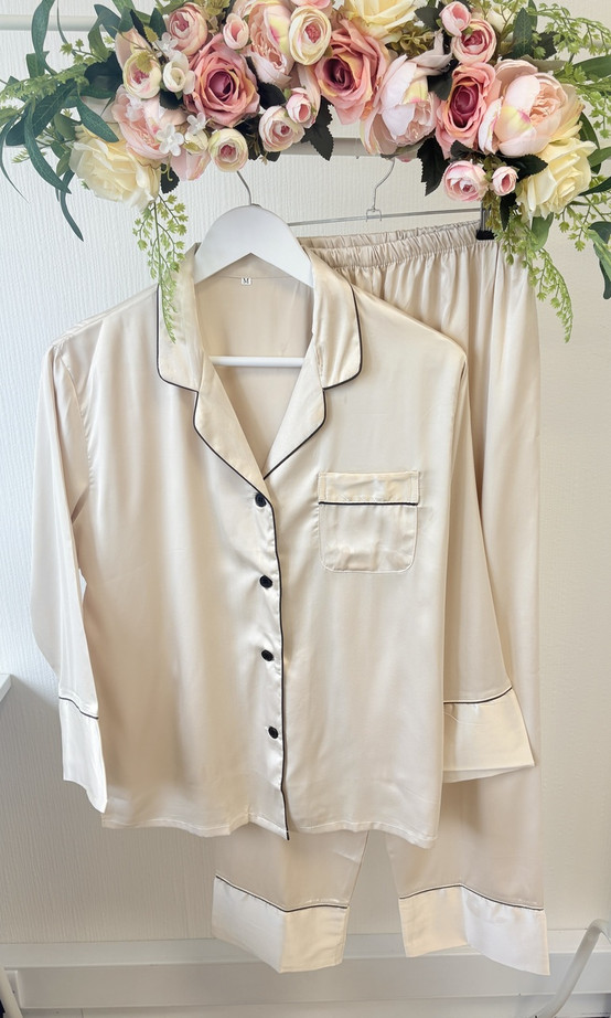 Luxury Champagne Long Satin Pyjamas Luxury Champagne Long Satin Pyjamas