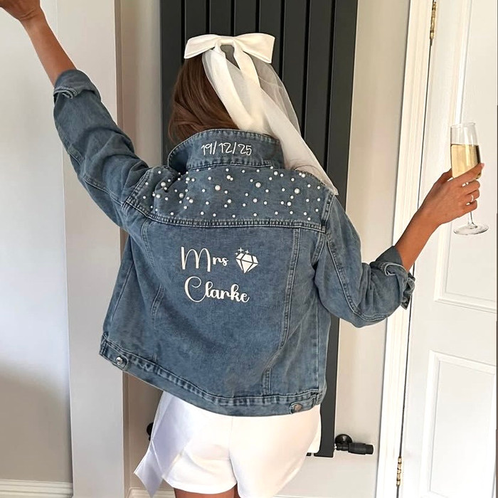 Personalised Pearl Denim Jacket - Ring Personalised Pearl Denim Jacket - Ring