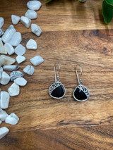Italian Black Obsidian Silver Earrings – Protective Gemstone  for Grounding & Energy Shield  Italian Black Obsidian Silver Earrings – Protective Gemstone  for Grounding & Energy Shield