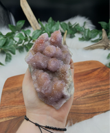 Natural Spirit Quartz crystal cluster (Cactus Quartz) known for harmony, alignment and amplified energy. Beautiful druzy formation for meditation and healing spaces.