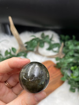 Labradorite Flashy Sphere for protection, intuition, and transformation. A beautiful polished crystal with striking natural flash.