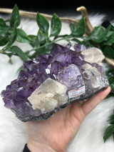 Amethyst with Cubic Calcite Cluster