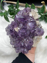 Amethyst with Cubic Calcite Cluster