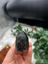 Actinolite in Quartz point for protection, grounding and energetic alignment.