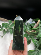 Nephrite Jade Obelisk for love, emotional balance and abundance. A heart chakra crystal tower for calm, harmony, good fortune and sacred spaces.