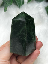 Nephrite Jade Obelisk for love, emotional balance and abundance. A heart chakra crystal tower for calm, harmony, good fortune and sacred spaces.