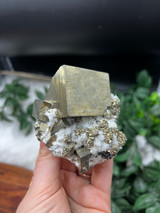 A Grade Pyrite on Quartz with Galena collector specimen for abundance, protection, grounding and clarity. A striking natural mineral display piece.