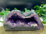 Large Twin Peak Amethyst Geode with sparkling druzy crystals. A beautiful statement piece for peace, protection, intuition, cleansing and harmonious energy.