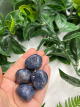 Rare Sapphire Tumbled Stone with deep blue natural tones. A crystal for wisdom, protection, truth, intuition, clarity, communication and spiritual insight.