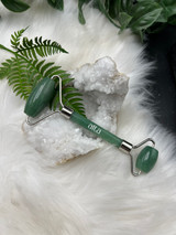 Green Aventurine facial roller for soothing skincare rituals, heart healing, luck and abundance. A beautiful crystal beauty tool for calming self-care and facial massage.