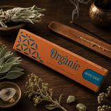 Organic Goodness White Sage masala incense sticks with a fresh herbal scent. Perfect for energy cleansing, protection, meditation, purification and sacred space rituals.
