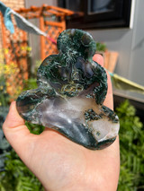 Moss Agate "flow" Carved Bowl no.1