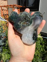 Moss Agate "flow" Carved Bowl no.1