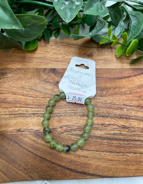 Prehnite Crystal Bead Bracelet – Heart Chakra Healing & Calming Energy Prehnite Crystal Bead Bracelet – Heart Chakra Healing & Calming Energy