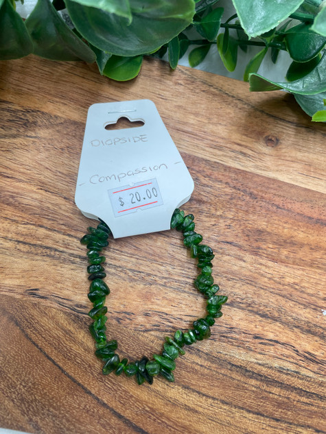 Diopside Chip Bracelet – Stone of Renewal, Healing & Heart Connection Diopside Chip Bracelet – Stone of Renewal, Healing & Heart Connection