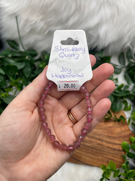 Strawberry Quartz Faceted Bracelet – Joy, Love & Emotional Balance Strawberry Quartz Faceted Bracelet – Joy, Love & Emotional Balance