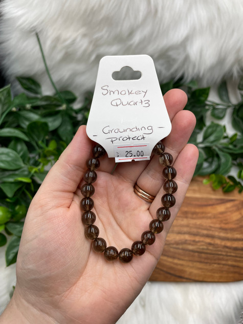 Smokey Quartz Bead Bracelet – A-Grade Grounding & Protection Stone