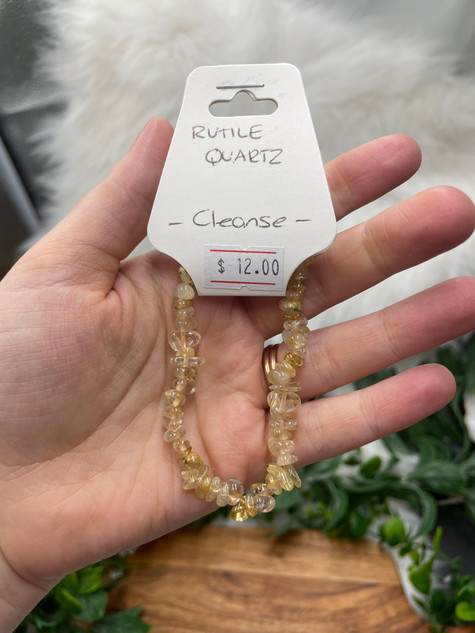 Rutile Quartz Chip Bracelet – Cleansing Energy & Emotional Healing