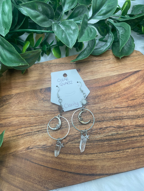 Clear Quartz Moon Earrings – Clarity, Healing & Amplified Energy Clear Quartz Moon Earrings – Clarity, Healing & Amplified Energy