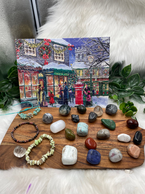 Original Crystal Advent Calendar 2.0 – 24 Tumbled Crystals & Bracelets