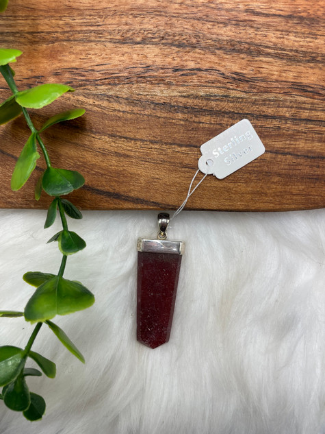Strawberry Quartz Flat Point Pendant – Joy, Love & Positivity (Sterling Silver)