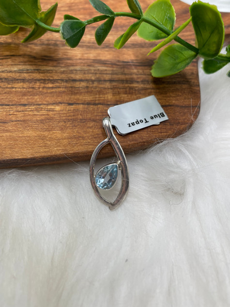 Blue Topaz Wishbone Pendant – Clarity, Calm & Communication (Sterling Silver)