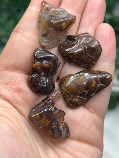 Rare Fire Agate Tumbled Stone with natural flash. A grounding crystal for protection, courage, vitality, base chakra energy and support during difficult times.