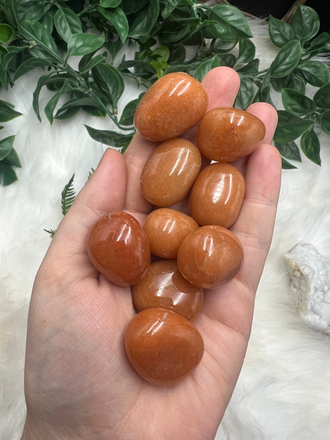 A-Grade Peach Aventurine Tumbled Stone with warm peach-orange colour. A crystal for positivity, prosperity, motivation, confidence, worry relief and new possibilities.