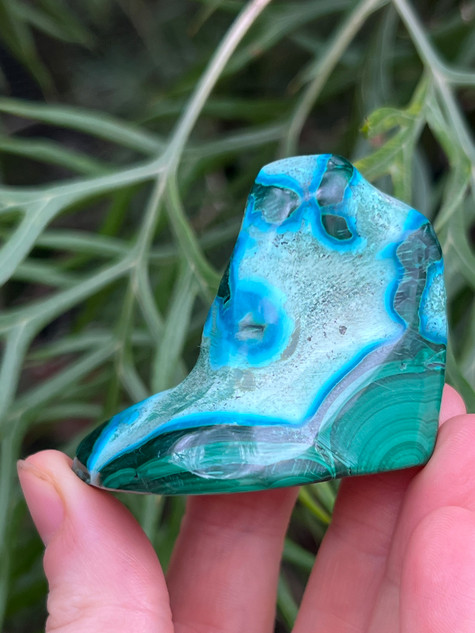 Polished Malachite and Chrysocolla freeform