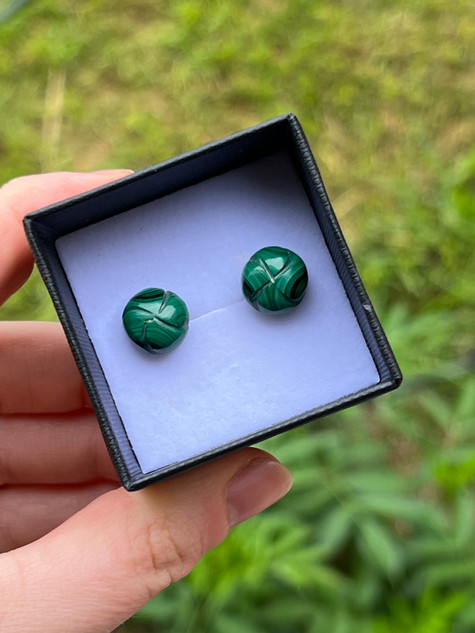 Malachite Stud Earrings for protection, confidence and positive change. Beautiful crystal jewellery to support transformation, courage and heart energy.