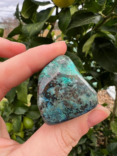 XL hand-cut Shattuckite tumbled stones, known for supporting truth, intuition and clear communication.