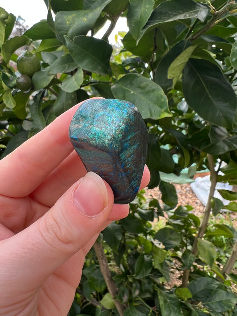 XL hand-cut Shattuckite tumbled stones, known for supporting truth, intuition and clear communication.