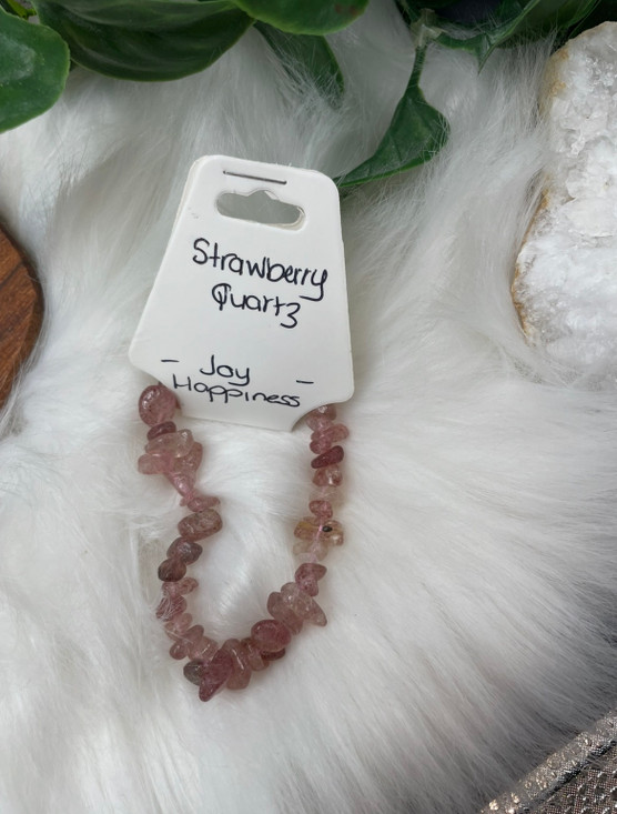 Natural strawberry quartz stone chips
Stretch elastic bracelet