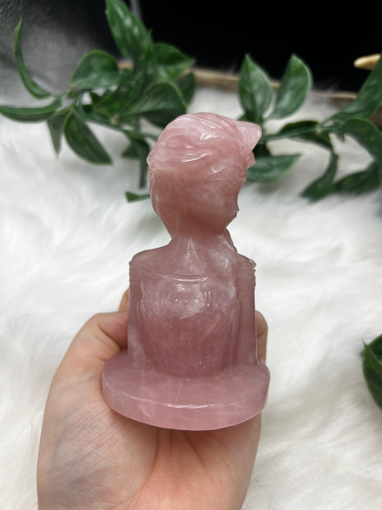 Rose Quartz Ice Princess Carving – Love, Inner Child Healing & Gentle Heart Energy