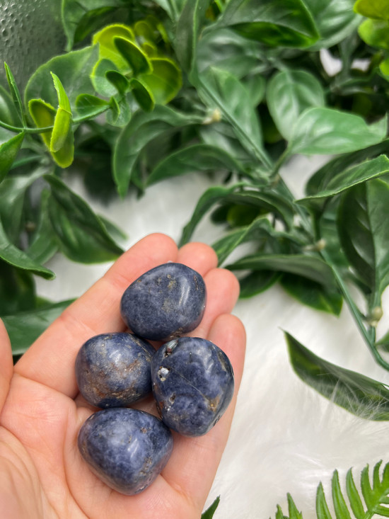 Rare Sapphire Tumbled Stone with deep blue natural tones. A crystal for wisdom, protection, truth, intuition, clarity, communication and spiritual insight.